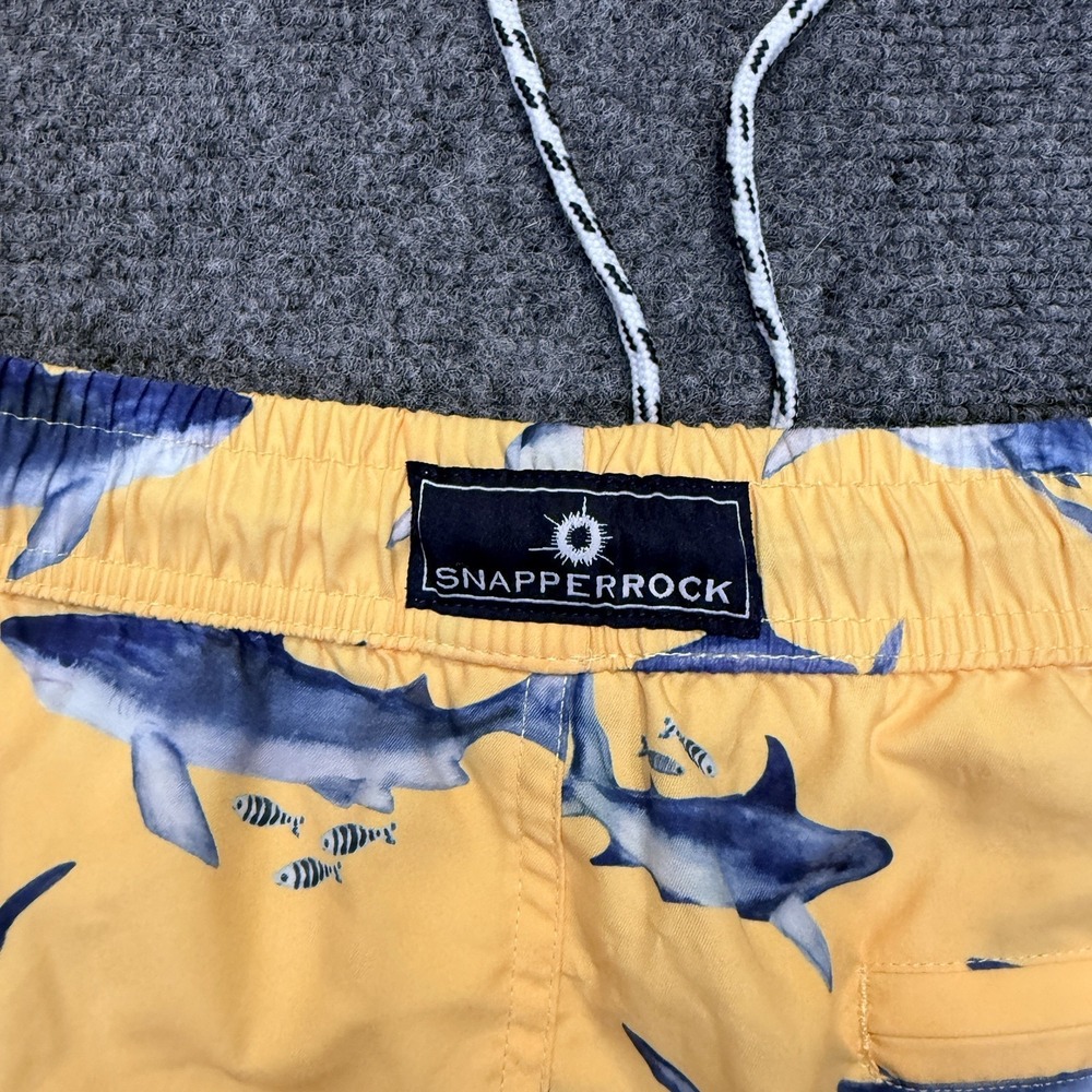Snapper Rock Swim Trunks Men's M Yellow Shark Print Board Shorts Beach Surf View 4